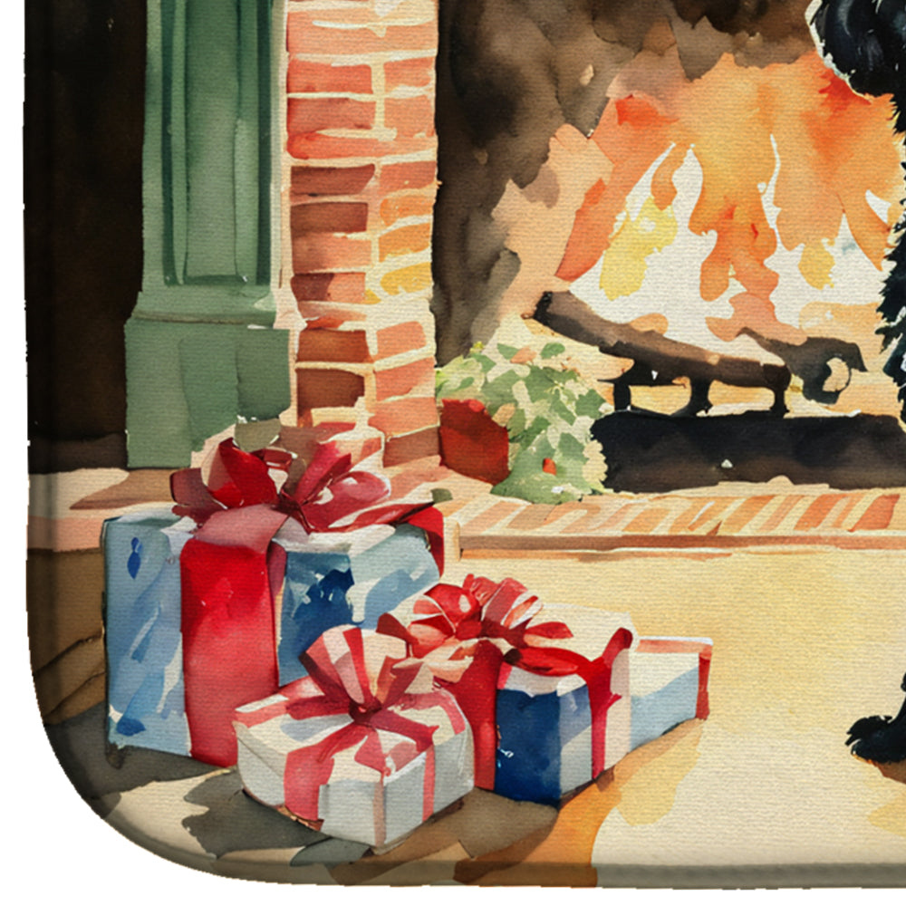 Portuguese Water Dog Cozy Christmas Dish Drying Mat Absorbent Dish Drying Mat Pad for Kitchen Counter Dish Drainer Mat for Countertop, 14 x 21", Multicolor