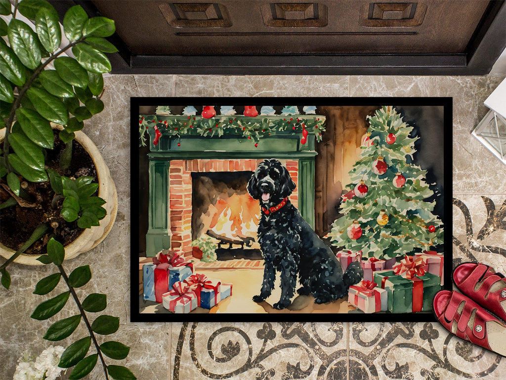 Portuguese Water Dog Cozy Christmas Doormat Indoor Outdoor 18H X 27W Front Door Mat Rugs for Entryway, Non Slip Washable