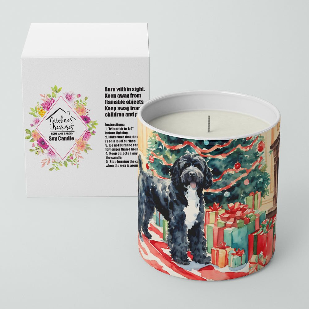 Portuguese Water Dog Cozy Christmas Decorative Soy Candle Nature Soy Wax Essential Oil Home Decor Ideal for Bedroom Kitchen Bath Office Gift, 10 oz