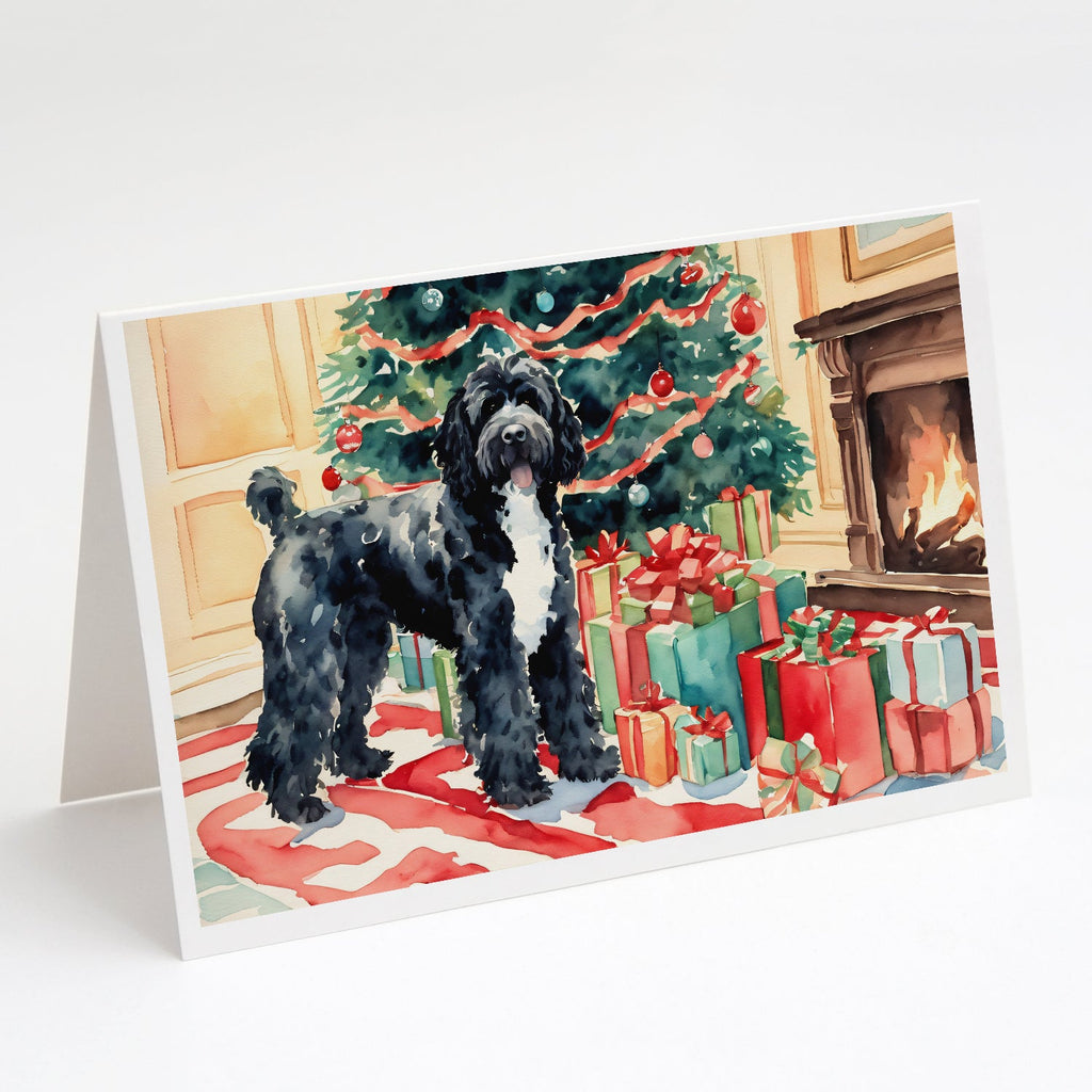 Portuguese Water Dog Cozy Christmas Greeting Cards Pack of 8 Blank Cards with Envelopes Whimsical A7 Size 5x7