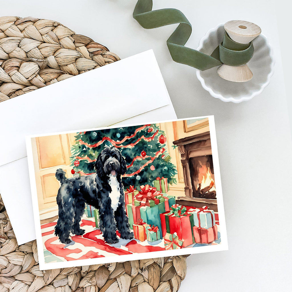 Portuguese Water Dog Cozy Christmas Greeting Cards Pack of 8 Blank Cards with Envelopes Whimsical A7 Size 5x7