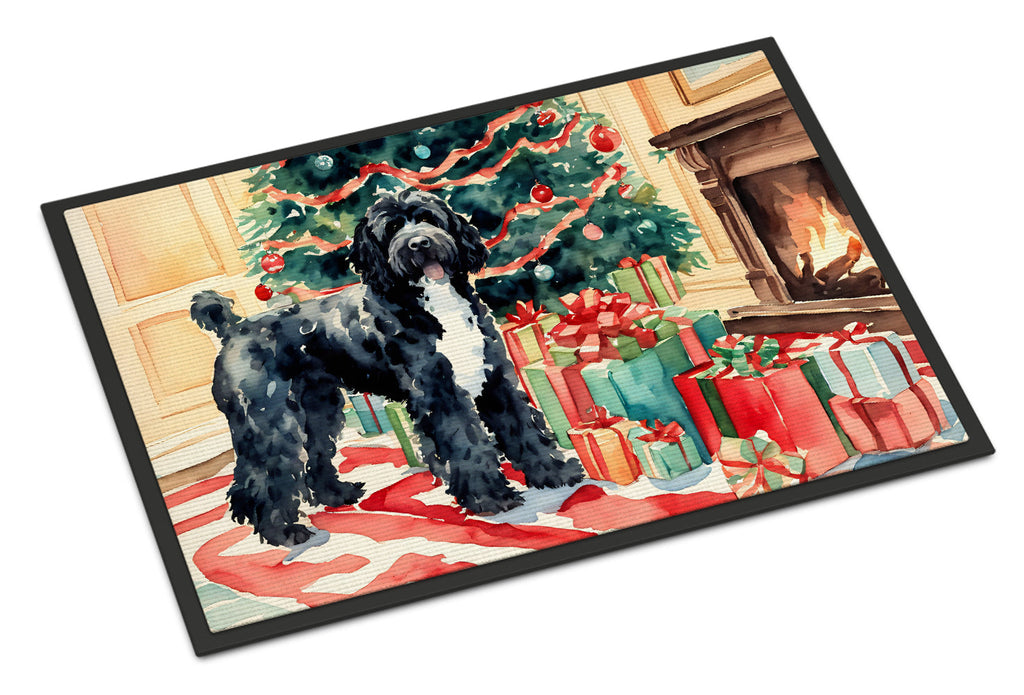Portuguese Water Dog Cozy Christmas Doormat Indoor Outdoor 18H X 27W Front Door Mat Rugs for Entryway, Non Slip Washable