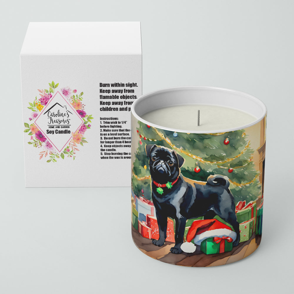 Pug Cozy Christmas Decorative Soy Candle Nature Soy Wax Essential Oil Home Decor Ideal for Bedroom Kitchen Bath Office Gift, 10 oz