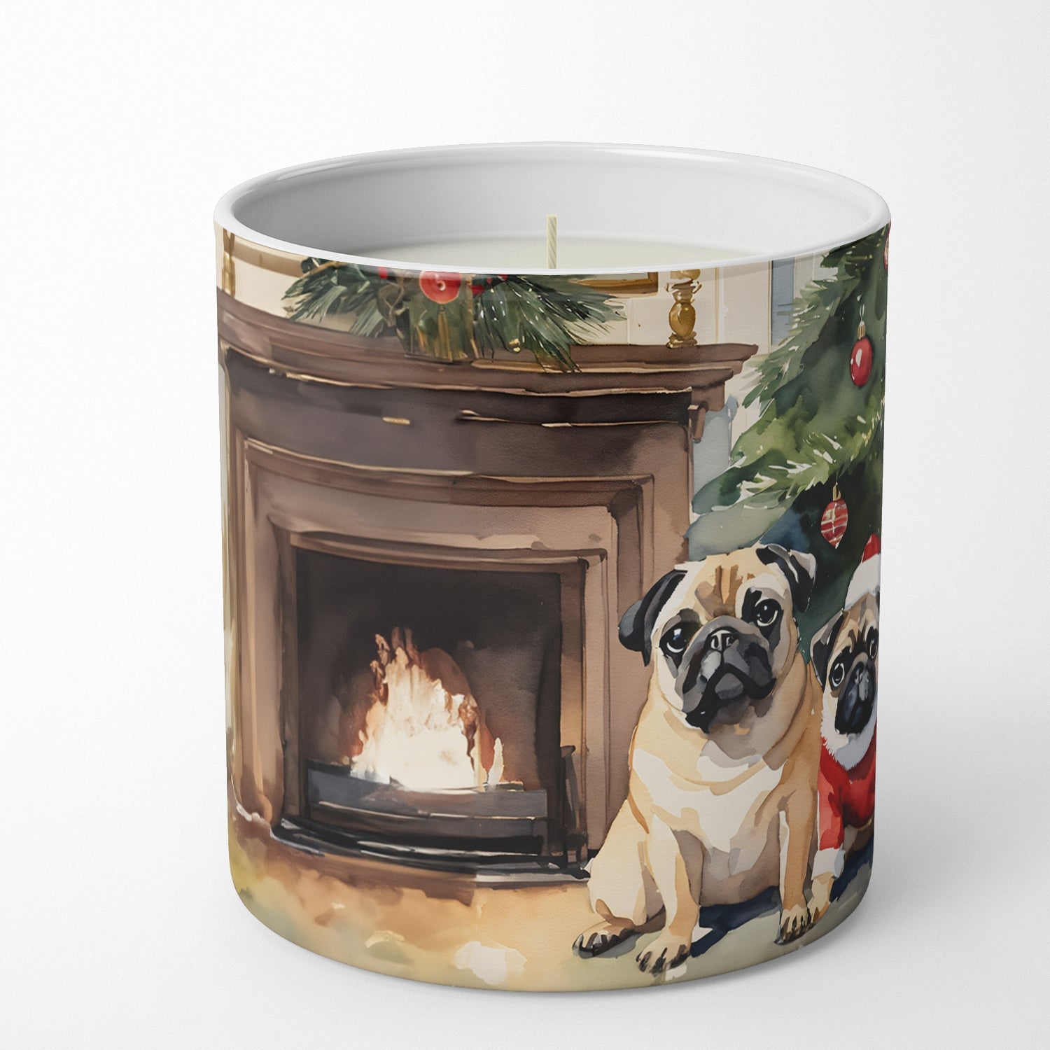 Pug Cozy Christmas Decorative Soy Candle Nature Soy Wax Essential Oil Home Decor Ideal for Bedroom Kitchen Bath Office Gift, 10 oz