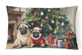 Pug Cozy Christmas Decorative Throw Pillow 12x16 Indoor Outdoor Accent Cushion, Fabric Cover with Insert for Sofa, Bed, Porch & Living Room
