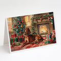 Redbone Coonhound Cozy Christmas Greeting Cards Pack of 8 Blank Cards with Envelopes Whimsical A7 Size 5x7