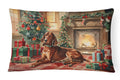 Redbone Coonhound Cozy Christmas Decorative Throw Pillow 12x16 Indoor Outdoor Accent Cushion, Fabric Cover with Insert for Sofa, Bed, Porch & Living Room
