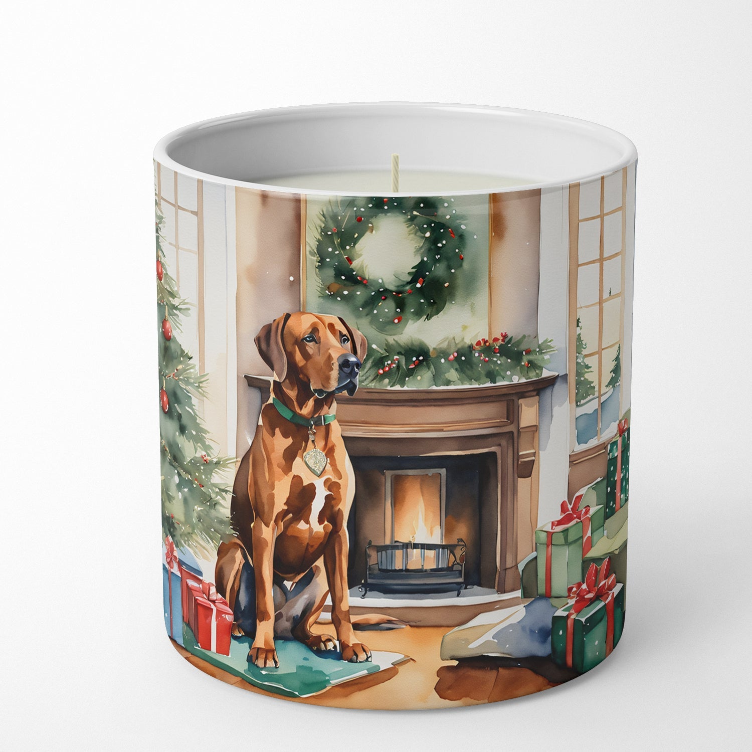 Rhodesian Ridgeback Cozy Christmas Decorative Soy Candle Nature Soy Wax Essential Oil Home Decor Ideal for Bedroom Kitchen Bath Office Gift, 10 oz