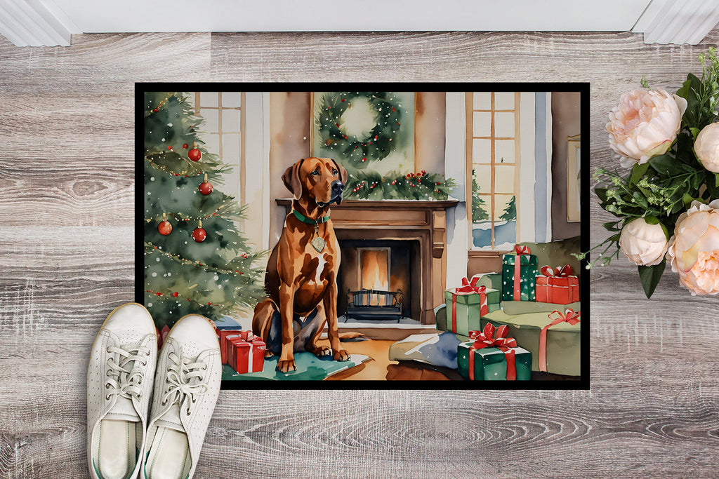Rhodesian Ridgeback Cozy Christmas Doormat Indoor Outdoor 24H X 36W Front Door Mat Rugs for Entryway, Non Slip Washable Low Pile,