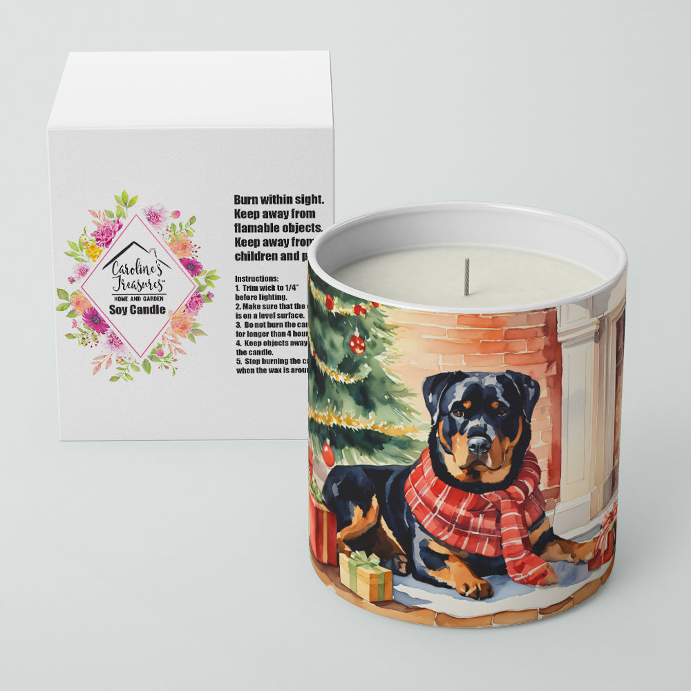 Rottweiler Cozy Christmas Decorative Soy Candle Nature Soy Wax Essential Oil Home Decor Ideal for Bedroom Kitchen Bath Office Gift, 10 oz