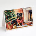 Rottweiler Cozy Christmas Greeting Cards Pack of 8 Blank Cards with Envelopes Whimsical A7 Size 5x7