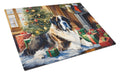 Saint Bernard Cozy Christmas Cutting Board Tempered Glass Kitchen Cutting Surface, Heat Resistant Chopping, Non-Slip Feet, Food Prep & Serving
