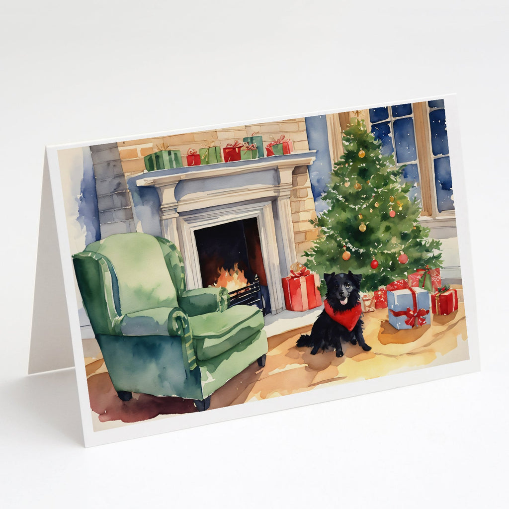 Schipperke Cozy Christmas Greeting Cards Pack of 8 Blank Cards with Envelopes Whimsical A7 Size 5x7