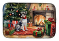 Schnauzer Cozy Christmas Dish Drying Mat Absorbent Dish Drying Mat Pad for Kitchen Counter Dish Drainer Mat for Countertop, 14 x 21", Multicolor