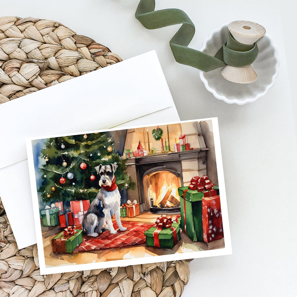 Schnauzer Cozy Christmas Greeting Cards Pack of 8 Blank Cards with Envelopes Whimsical A7 Size 5x7