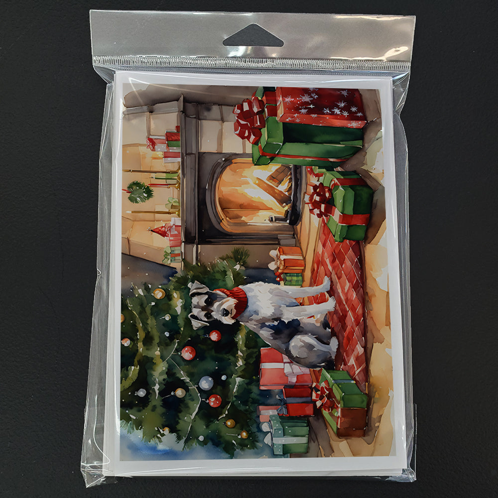 Schnauzer Cozy Christmas Greeting Cards Pack of 8 Blank Cards with Envelopes Whimsical A7 Size 5x7