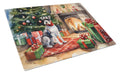 Schnauzer Cozy Christmas Cutting Board Tempered Glass Kitchen Cutting Surface, Heat Resistant Chopping, Non-Slip Feet, Food Prep & Serving