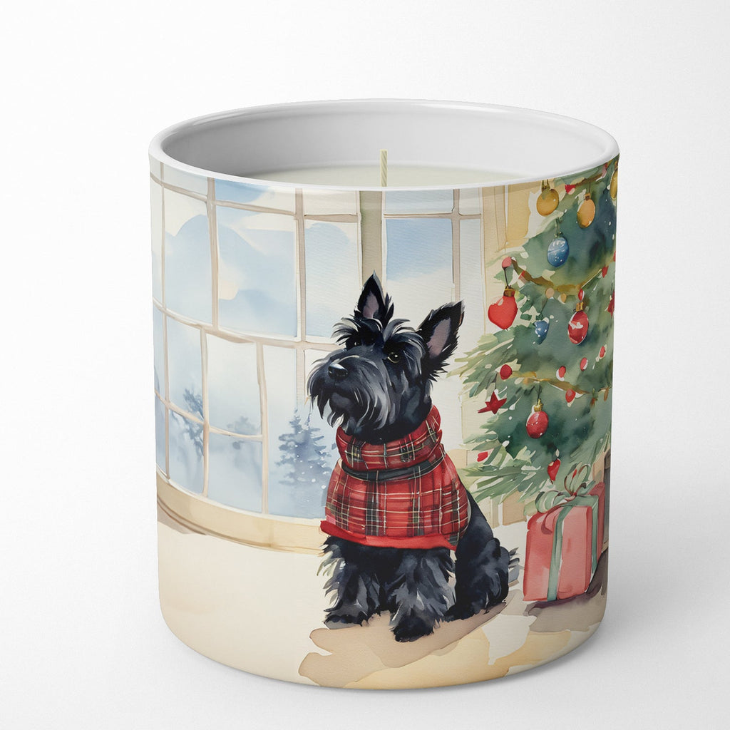 Scottish Terrier Cozy Christmas Decorative Soy Candle Nature Soy Wax Essential Oil Home Decor Ideal for Bedroom Kitchen Bath Office Gift, 10 oz