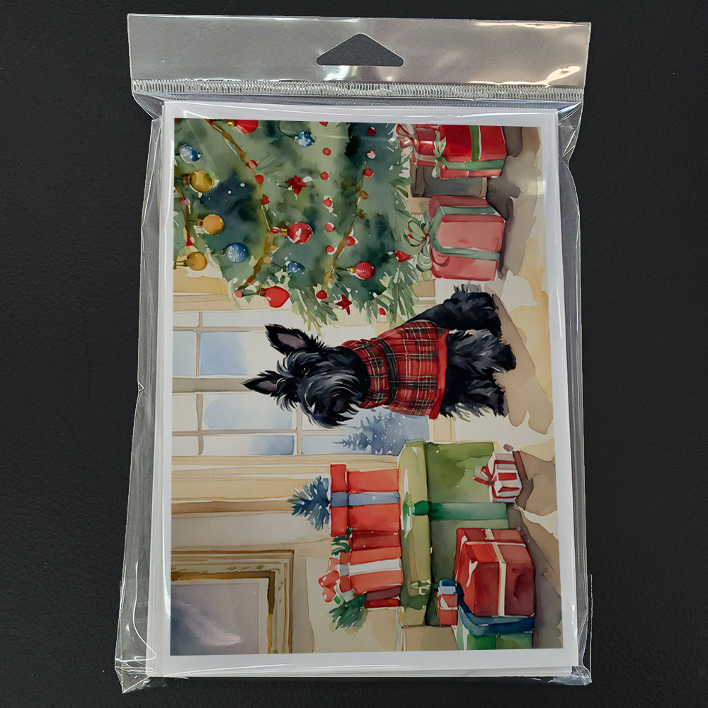 Scottish Terrier Cozy Christmas Greeting Cards Pack of 8 Blank Cards with Envelopes Whimsical A7 Size 5x7