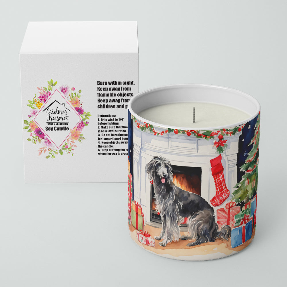 Scottish Deerhound Cozy Christmas Decorative Soy Candle Nature Soy Wax Essential Oil Home Decor Ideal for Bedroom Kitchen Bath Office Gift, 10 oz