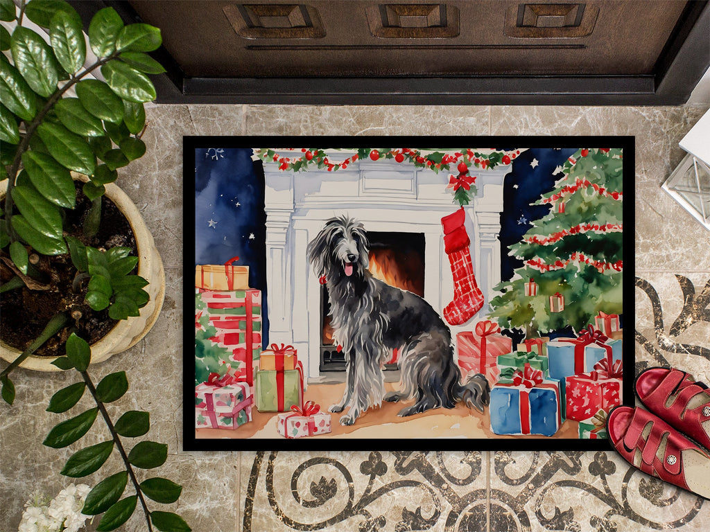 Scottish Deerhound Cozy Christmas Doormat Indoor Outdoor 18H X 27W Front Door Mat Rugs for Entryway, Non Slip Washable