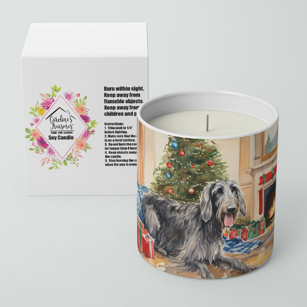 Scottish Deerhound Cozy Christmas Decorative Soy Candle Nature Soy Wax Essential Oil Home Decor Ideal for Bedroom Kitchen Bath Office Gift, 10 oz