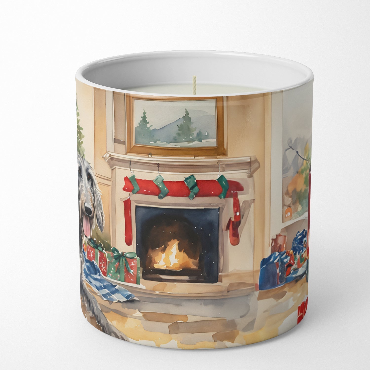 Scottish Deerhound Cozy Christmas Decorative Soy Candle Nature Soy Wax Essential Oil Home Decor Ideal for Bedroom Kitchen Bath Office Gift, 10 oz