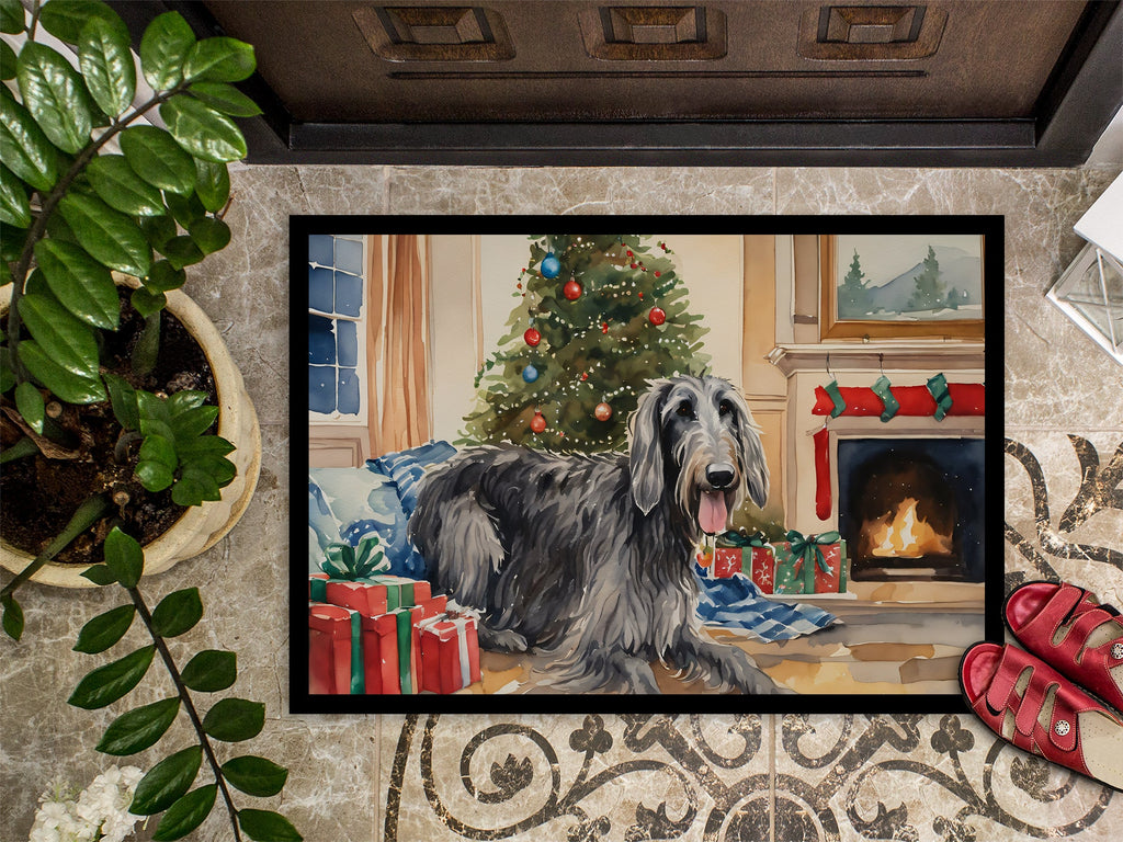 Scottish Deerhound Cozy Christmas Doormat Indoor Outdoor 18H X 27W Front Door Mat Rugs for Entryway, Non Slip Washable