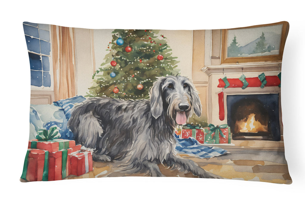 Scottish Deerhound Cozy Christmas Decorative Throw Pillow 12x16 Indoor Outdoor Accent Cushion, Fabric Cover with Insert for Sofa, Bed, Porch & Living Room