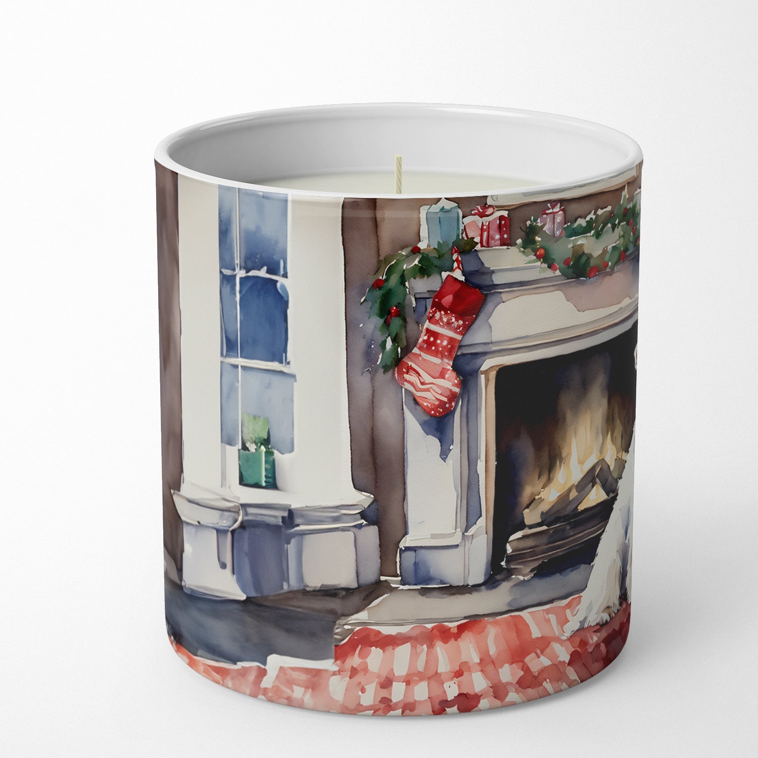 Sealyham Terrier Cozy Christmas Decorative Soy Candle Nature Soy Wax Essential Oil Home Decor Ideal for Bedroom Kitchen Bath Office Gift, 10 oz