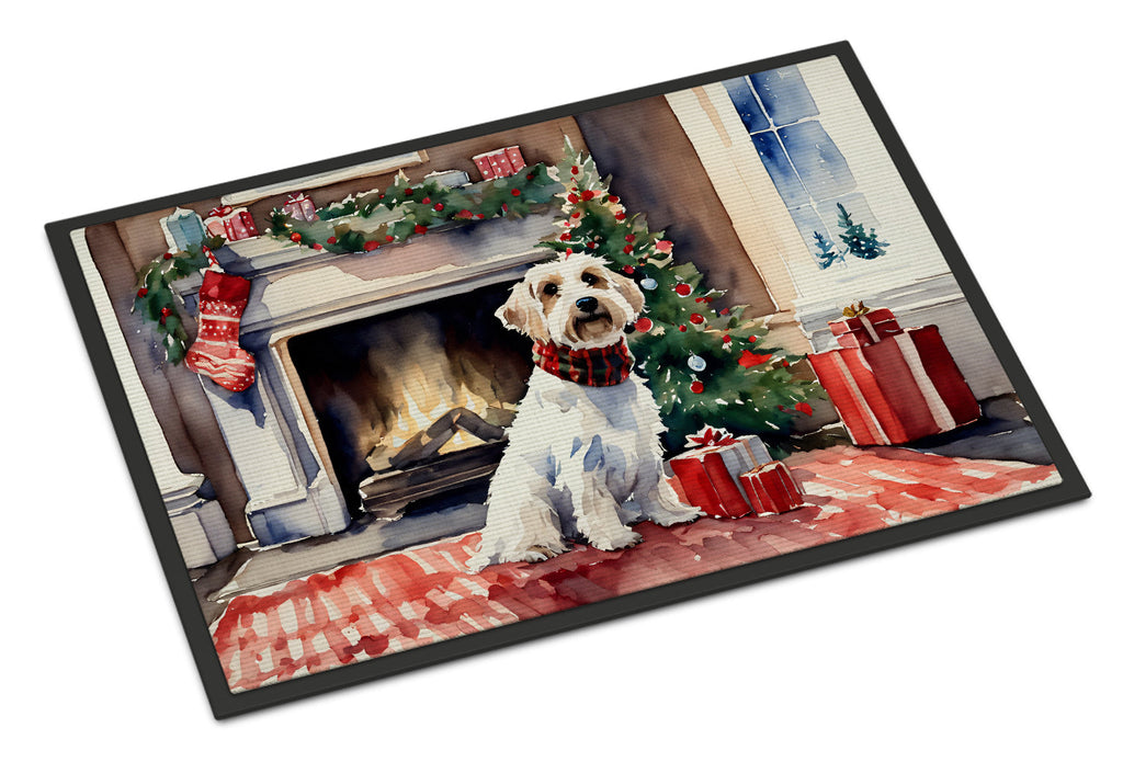 Sealyham Terrier Cozy Christmas Doormat Indoor Outdoor 18H X 27W Front Door Mat Rugs for Entryway, Non Slip Washable