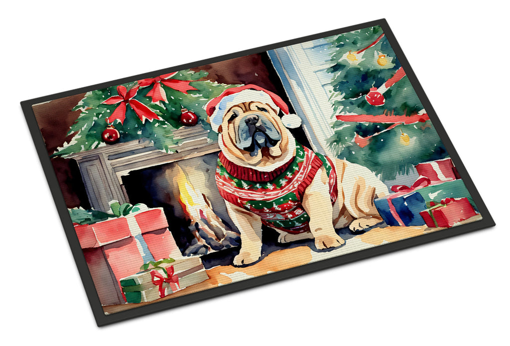Shar Pei Cozy Christmas Doormat Indoor Outdoor 24H X 36W Front Door Mat Rugs for Entryway, Non Slip Washable Low Pile,