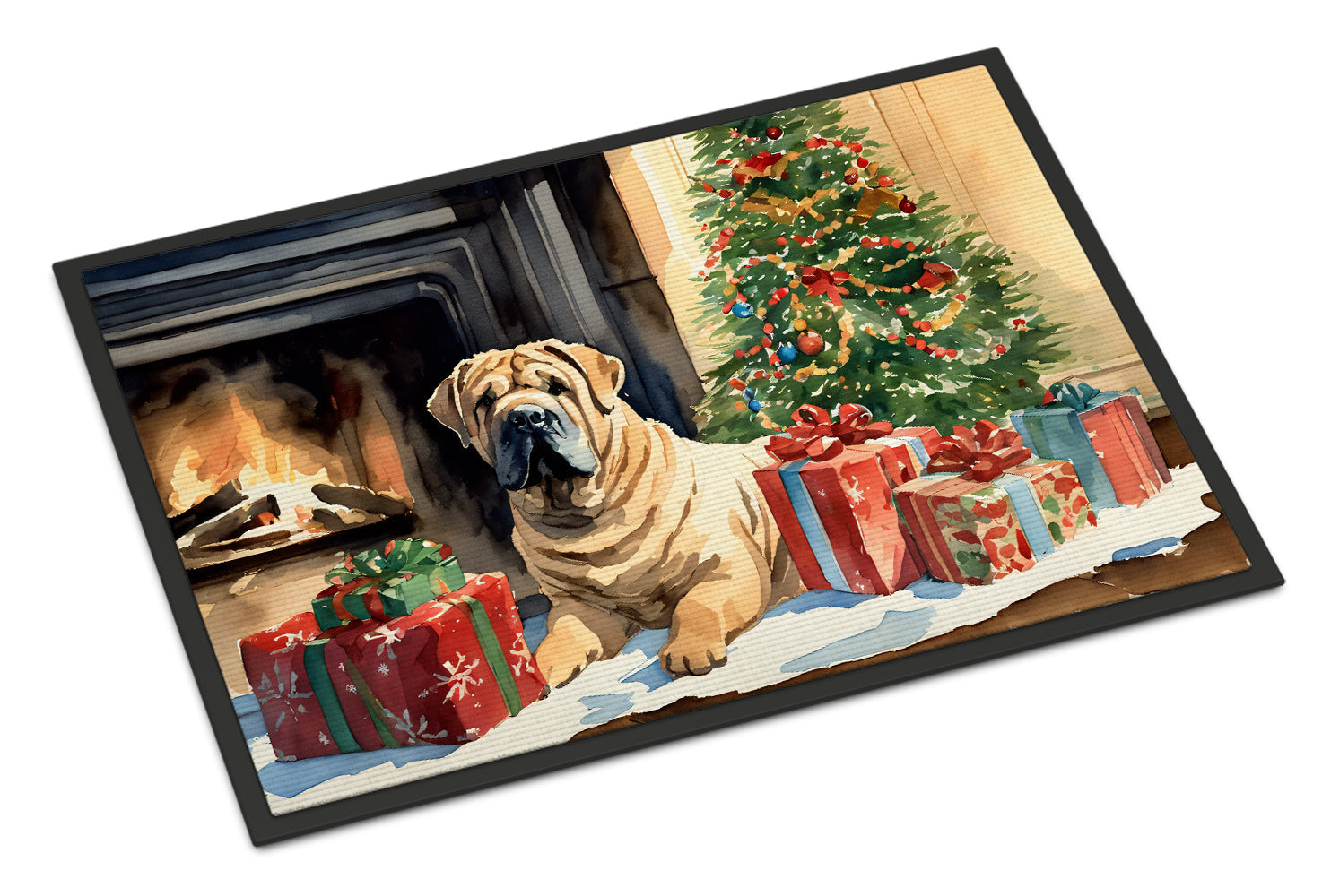 Shar Pei Cozy Christmas Doormat Indoor Outdoor 18H X 27W Front Door Mat Rugs for Entryway, Non Slip Washable