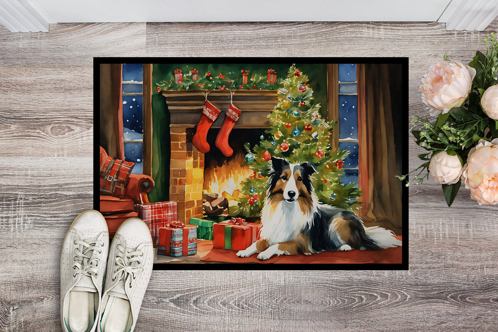 Sheltie Cozy Christmas Doormat Indoor Outdoor 24H X 36W Front Door Mat Rugs for Entryway, Non Slip Washable Low Pile,