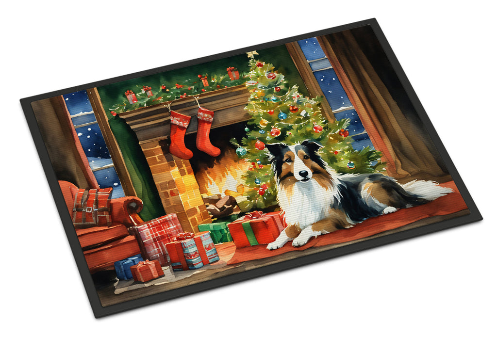 Sheltie Cozy Christmas Doormat Indoor Outdoor 18H X 27W Front Door Mat Rugs for Entryway, Non Slip Washable