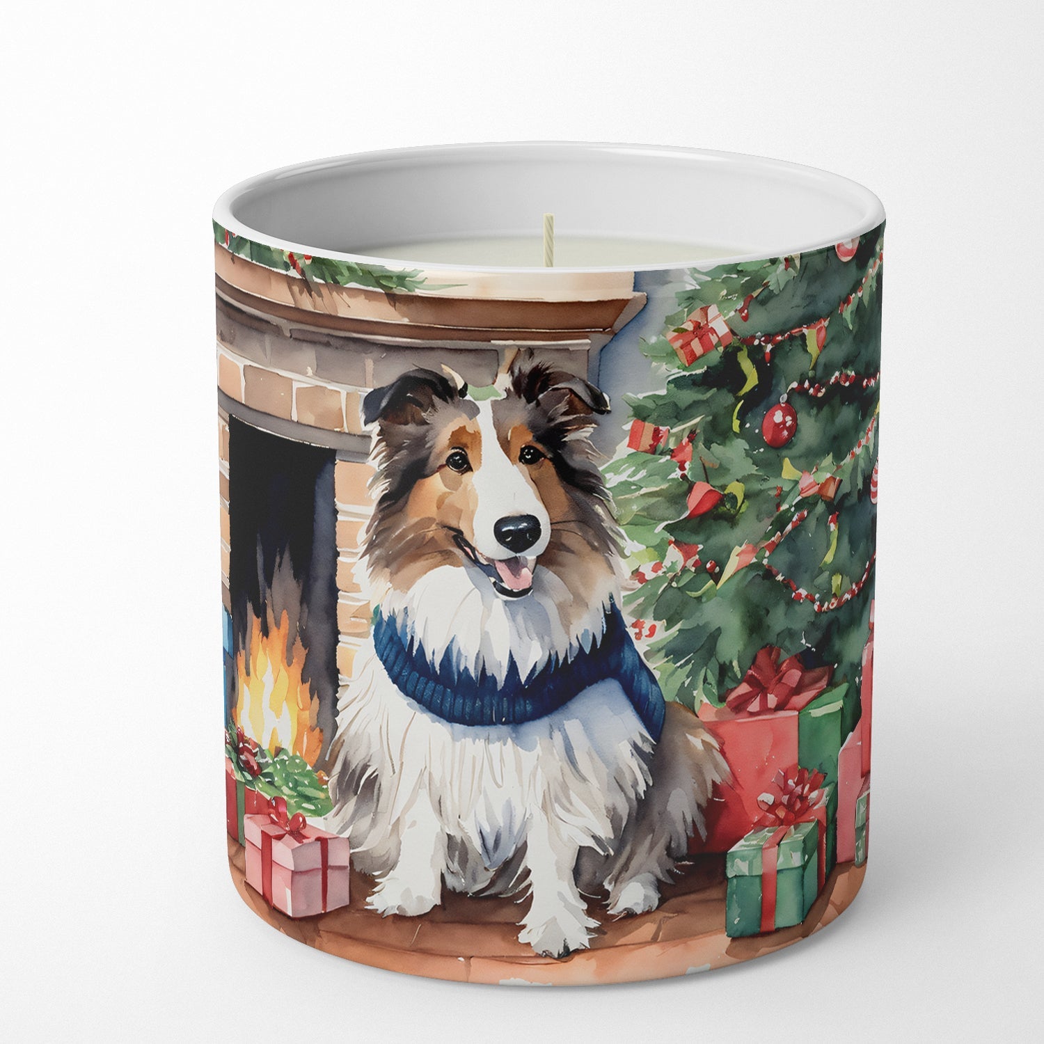 Sheltie Cozy Christmas Decorative Soy Candle Nature Soy Wax Essential Oil Home Decor Ideal for Bedroom Kitchen Bath Office Gift, 10 oz