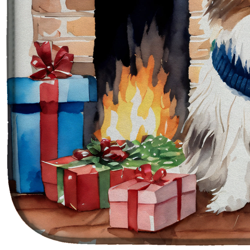 Sheltie Cozy Christmas Dish Drying Mat Absorbent Dish Drying Mat Pad for Kitchen Counter Dish Drainer Mat for Countertop, 14 x 21", Multicolor