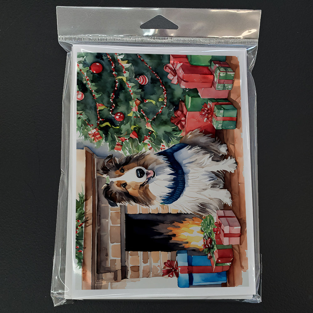 Sheltie Cozy Christmas Greeting Cards Pack of 8 Blank Cards with Envelopes Whimsical A7 Size 5x7