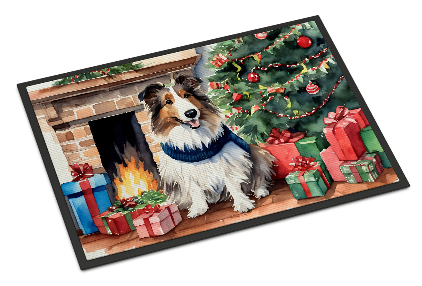 Sheltie Cozy Christmas Doormat Indoor Outdoor 24H X 36W Front Door Mat Rugs for Entryway, Non Slip Washable Low Pile,