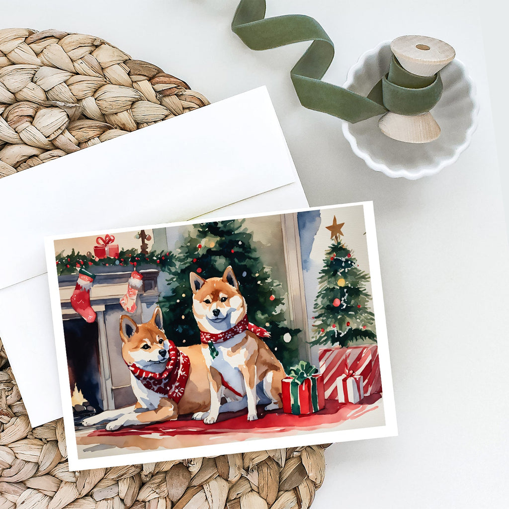 Shiba Inu Cozy Christmas Greeting Cards Pack of 8 Blank Cards with Envelopes Whimsical A7 Size 5x7
