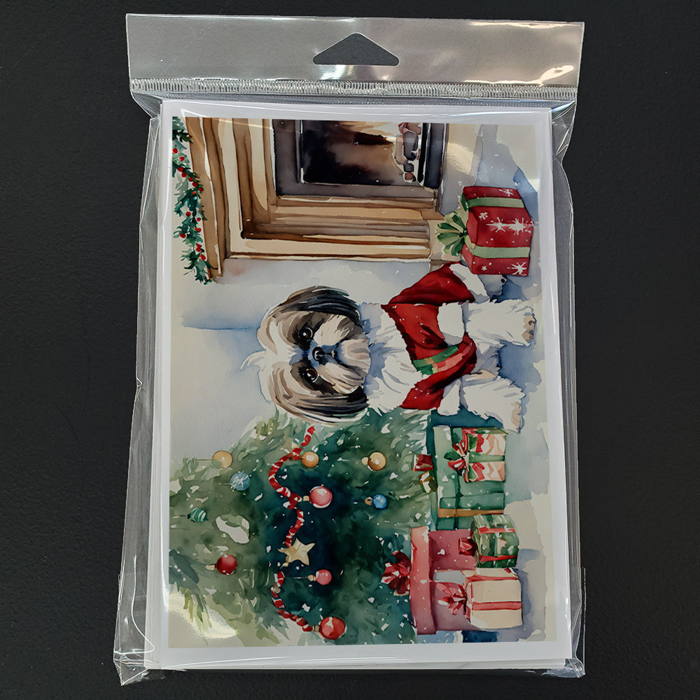 Shih Tzu Cozy Christmas Greeting Cards Pack of 8 Blank Cards with Envelopes Whimsical A7 Size 5x7