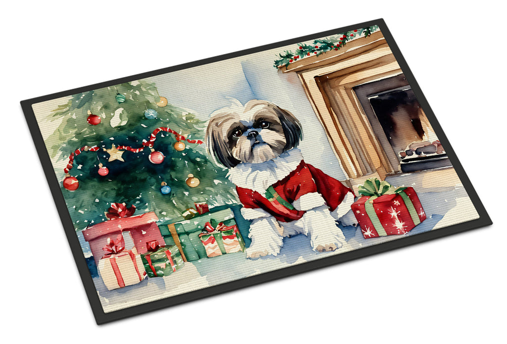 Shih Tzu Cozy Christmas Doormat Indoor Outdoor 24H X 36W Front Door Mat Rugs for Entryway, Non Slip Washable Low Pile,