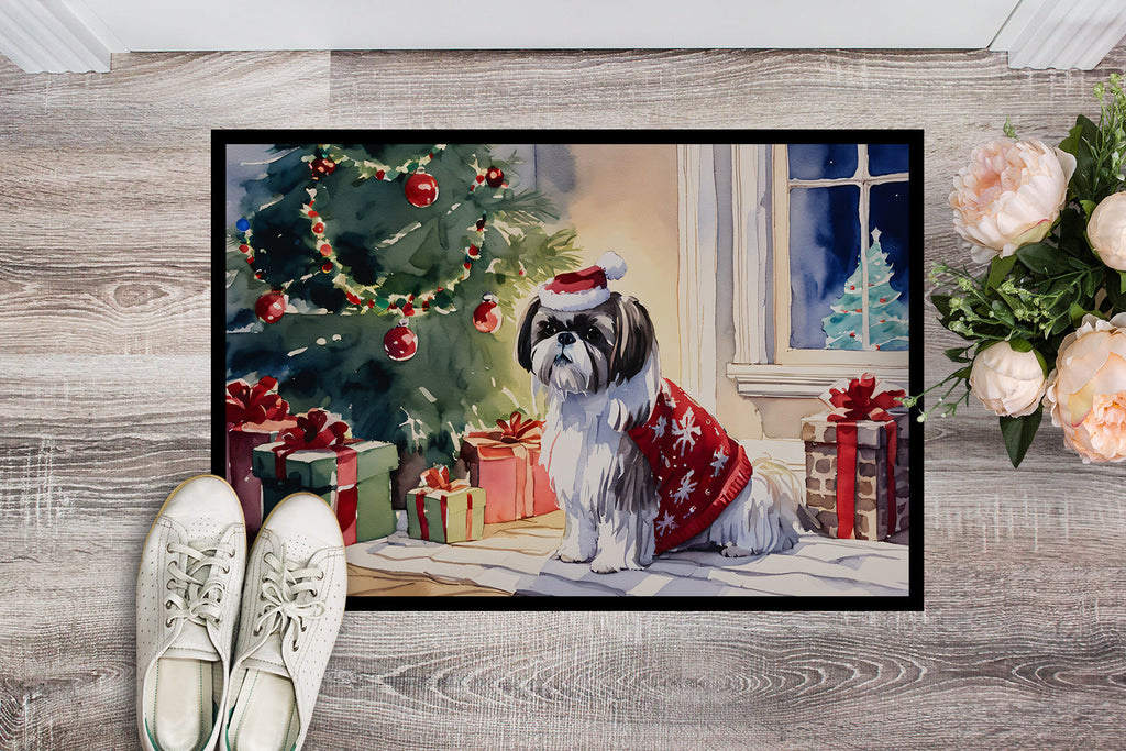 Shih Tzu Cozy Christmas Doormat Indoor Outdoor 24H X 36W Front Door Mat Rugs for Entryway, Non Slip Washable Low Pile,