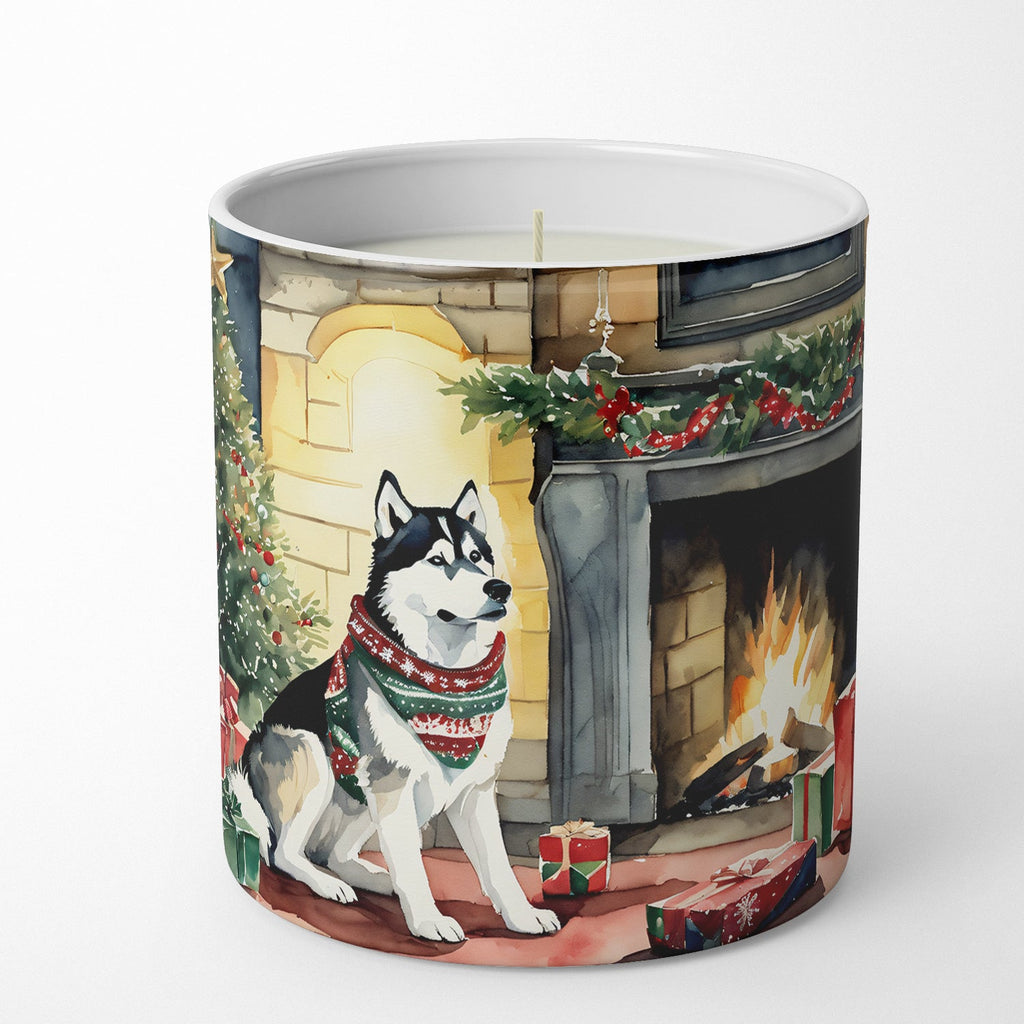Siberian Husky Cozy Christmas Decorative Soy Candle Nature Soy Wax Essential Oil Home Decor Ideal for Bedroom Kitchen Bath Office Gift, 10 oz
