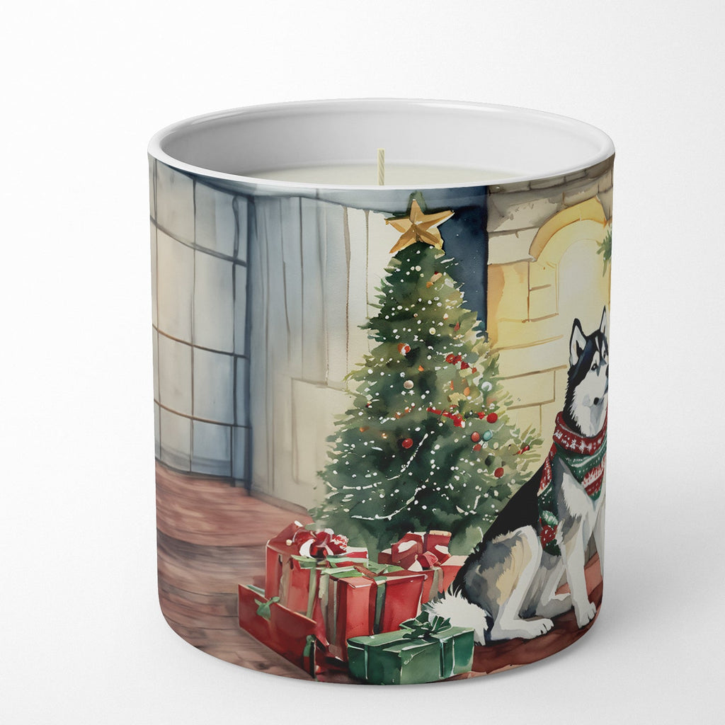 Siberian Husky Cozy Christmas Decorative Soy Candle Nature Soy Wax Essential Oil Home Decor Ideal for Bedroom Kitchen Bath Office Gift, 10 oz