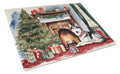 Siberian Husky Cozy Christmas Cutting Board Tempered Glass Kitchen Cutting Surface, Heat Resistant Chopping, Non-Slip Feet, Food Prep & Serving