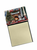 Siberian Husky Cozy Christmas Watercolor Sticky Note Holder Refillable Dispenser Desk Accessory 3x3 Pad Gift