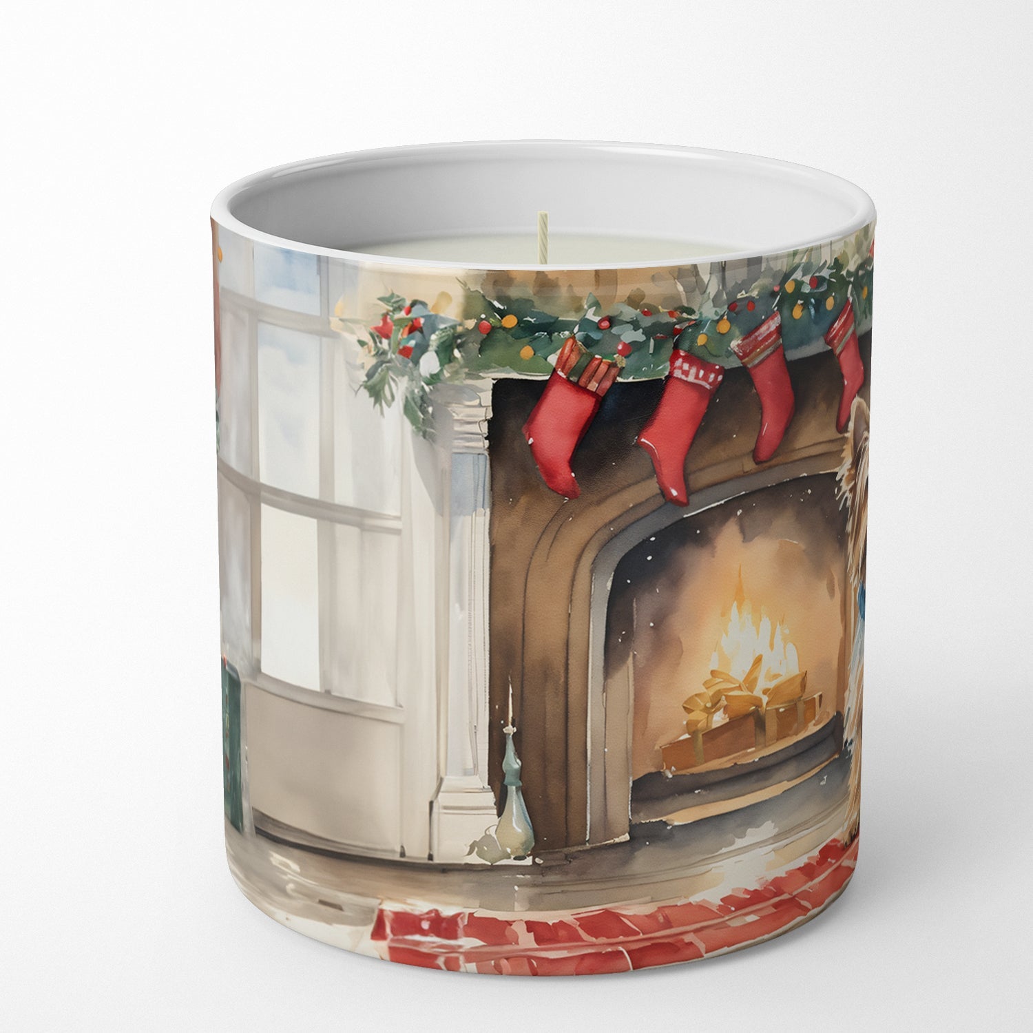 Silky Terrier Cozy Christmas Decorative Soy Candle Nature Soy Wax Essential Oil Home Decor Ideal for Bedroom Kitchen Bath Office Gift, 10 oz