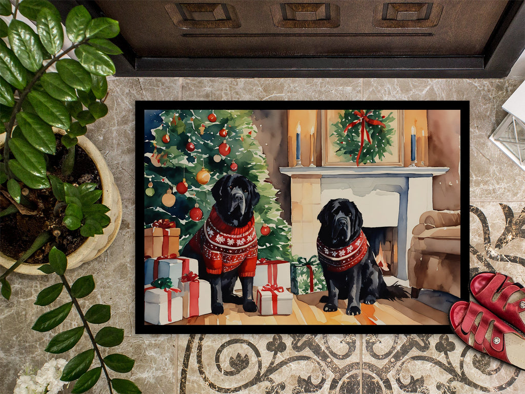Tibetan Mastiff Cozy Christmas Doormat Indoor Outdoor 24H X 36W Front Door Mat Rugs for Entryway, Non Slip Washable Low Pile,