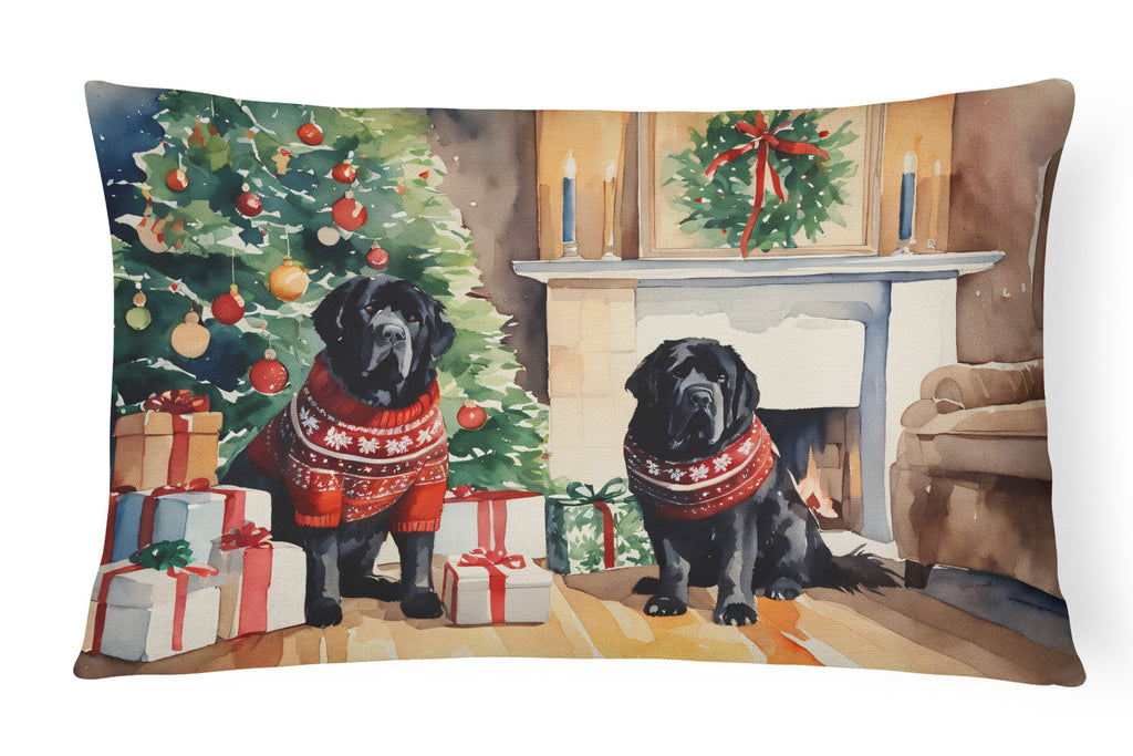 Tibetan Mastiff Cozy Christmas Decorative Throw Pillow 12x16 Indoor Outdoor Accent Cushion, Fabric Cover with Insert for Sofa, Bed, Porch & Living Room